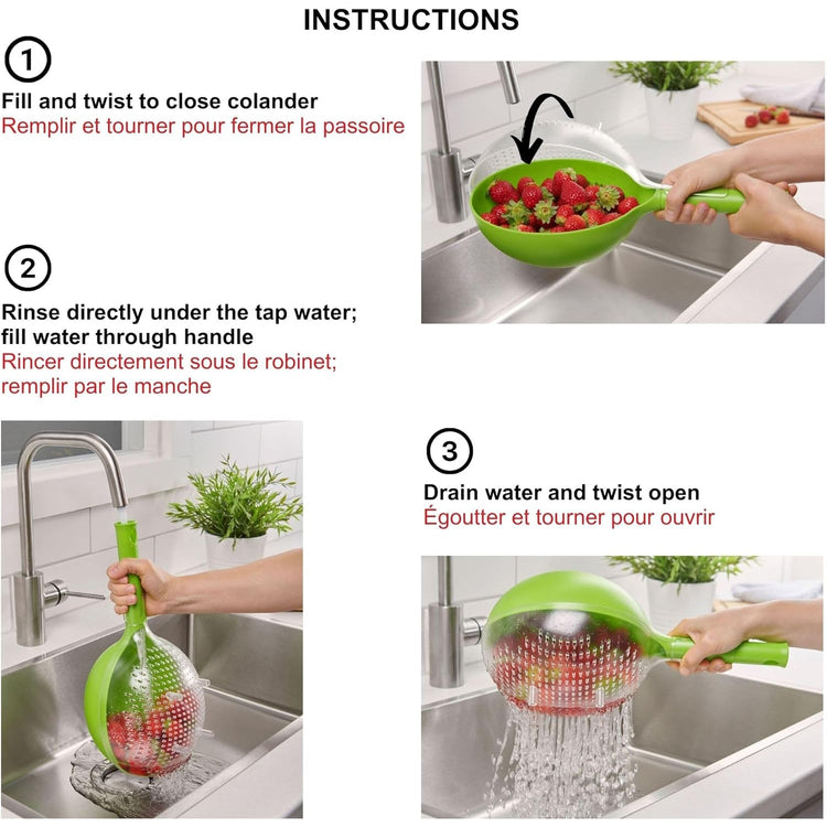 Starfrit - Passoire Globe avec Vidange Facile, Capacité de 3 Tasses, Lavable au Lave-Vaiselle, Vert - Simple Boutique
