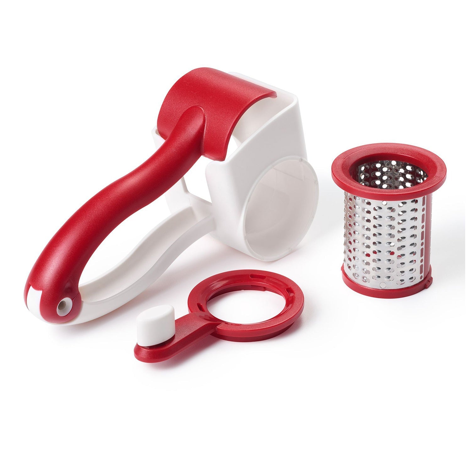 Starfrit - Râpe à Fromage Rotative, Baril en Acier Inoxydable, Va au Lave-Vaiselle, Rouge - Simple Boutique