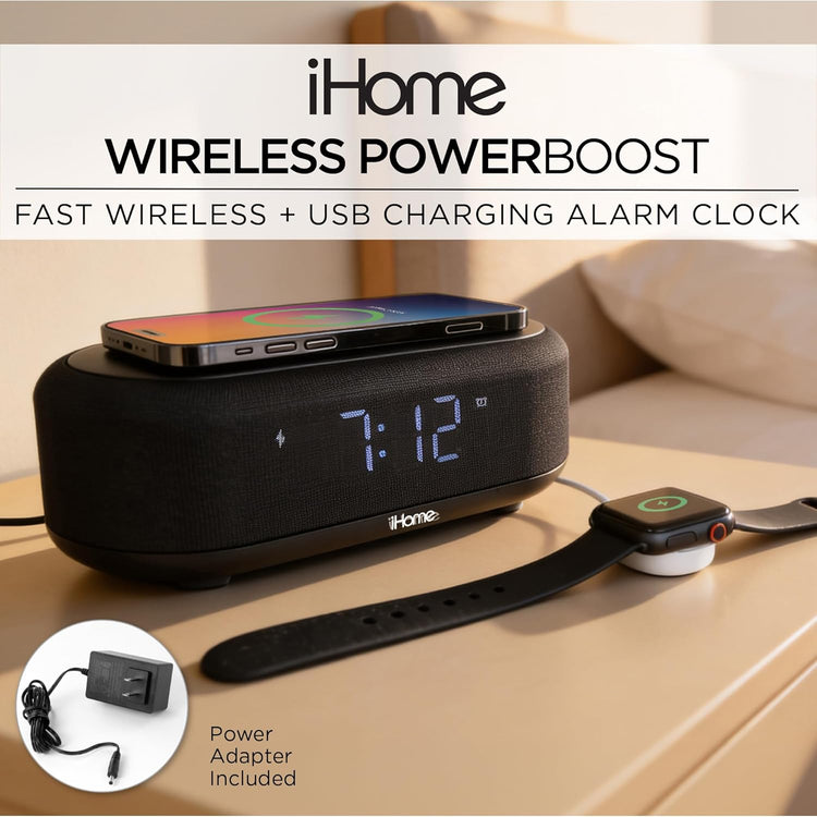 Station de Recharge Sans Fil et Réveil Numérique Bluetooth avec Éclairage - iBTW112 - Simple Boutique