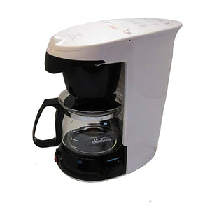 Sunbeam - Cafetière avec Carafe en Verre, Capacité de 4 Tasses, 700 Watts, Blanche - Simple Boutique