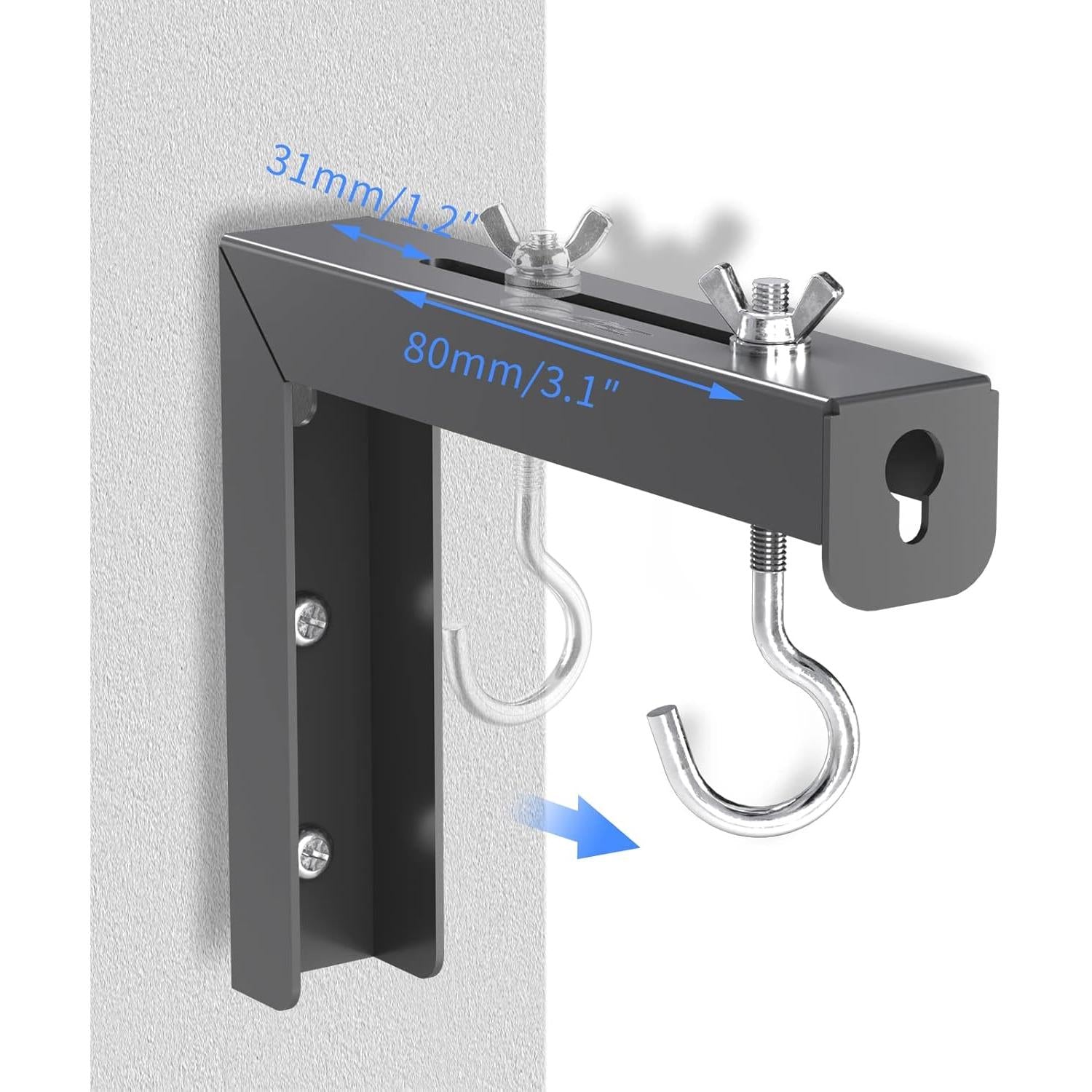 Supports Muraux Universels en L pour Écran de Projecteur – Paire de 6" Ajustables, Capacité 30 kg, Acier Robuste, Noir - Simple Boutique
