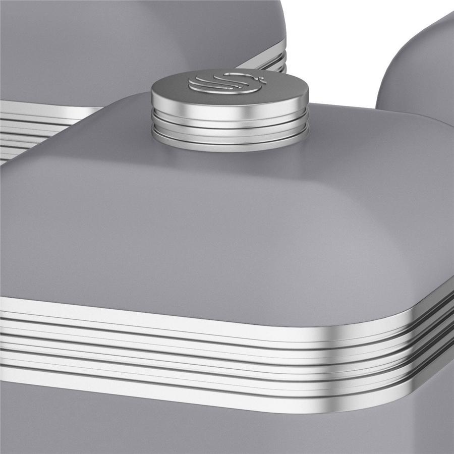 Swan Ensemble de 3 Boites de Rangement Rétro, Capacité de 1 Litre, Gris - Simple Boutique