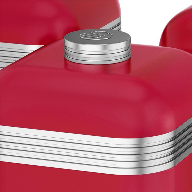 Swan - Ensemble de 3 Boites de Rangement Rétro, Capacité de 1 Litre, Rouge - Simple Boutique