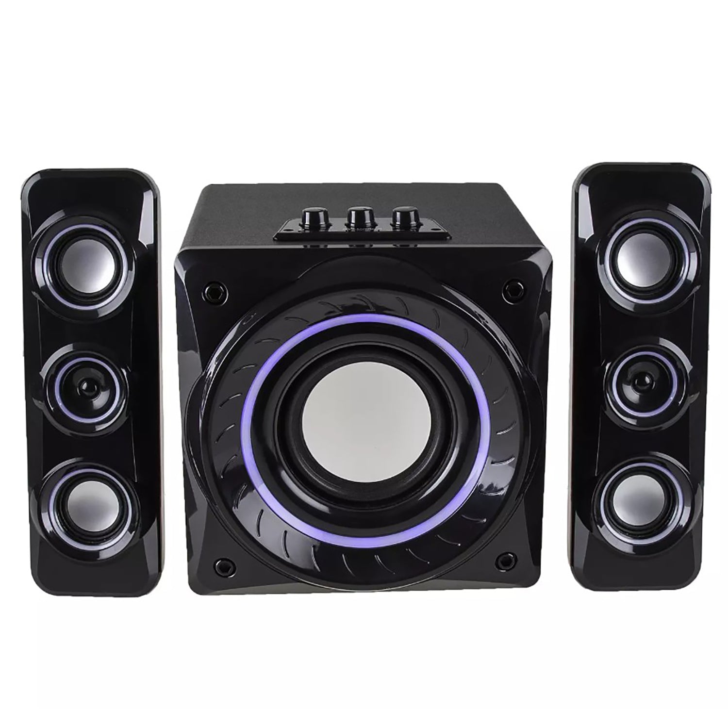 Sylvania - Ensemble de Haut-Parleur Sans-Fil avec Subwoofer, Bluetooth, Éclairage Bleu - Simple Boutique