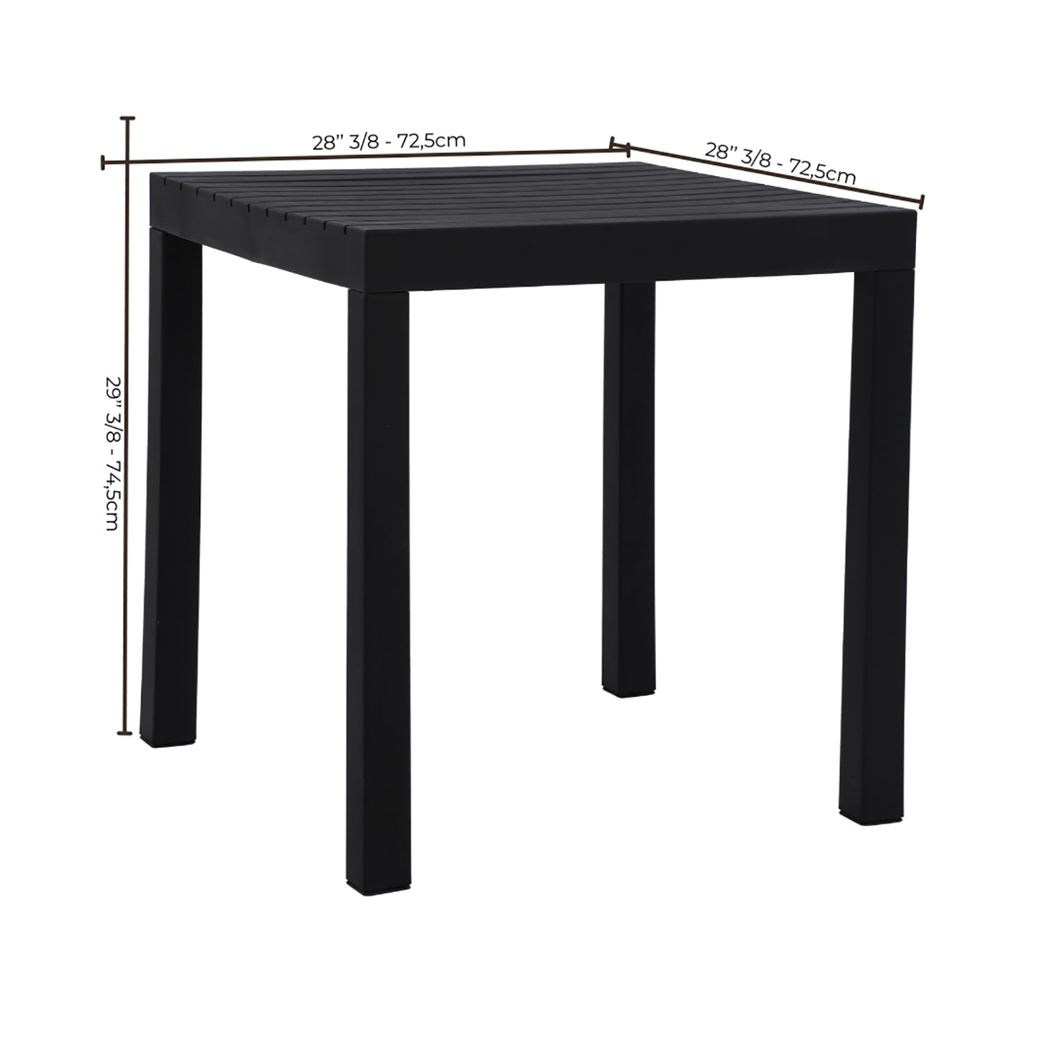 Table Bistro Carrée Summer, 28" de Largeur, Intérieur/Extérieur, Noir - Simple Boutique