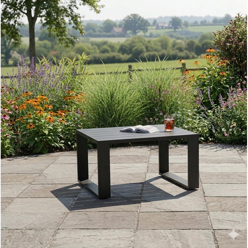 Table à café extérieure carrée Ireland 31.5" noire - Simple Boutique