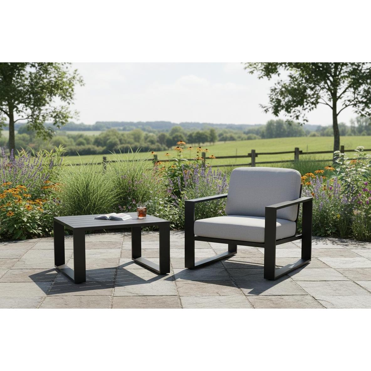 Table à café extérieure carrée Ireland 31.5" noire - Simple Boutique