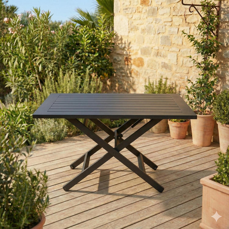 Table à café relevable Copenhagen 33" x 51" – Aluminium noir - Simple Boutique