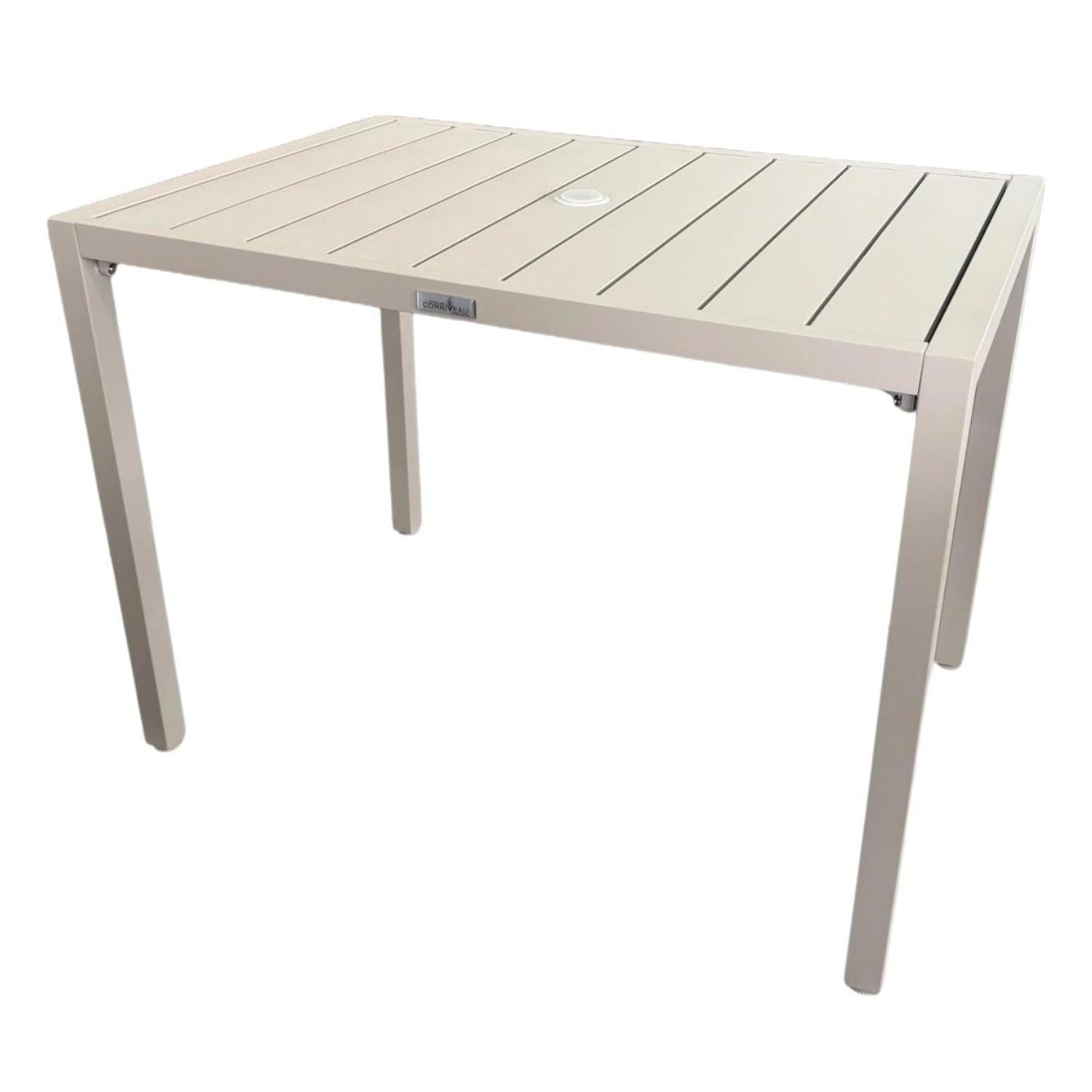 Table patio Ristorante 38" x 27" – Aluminium avec trou parasol, greige - Simple Boutique