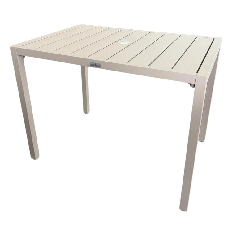 Table patio Ristorante 38" x 27" – Aluminium avec trou parasol, greige - Simple Boutique