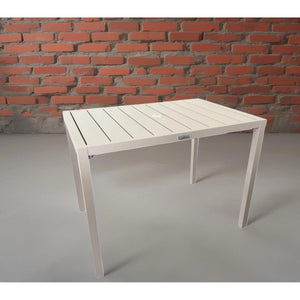 Table patio Ristorante 38" x 27" – Aluminium avec trou parasol, greige - Simple Boutique