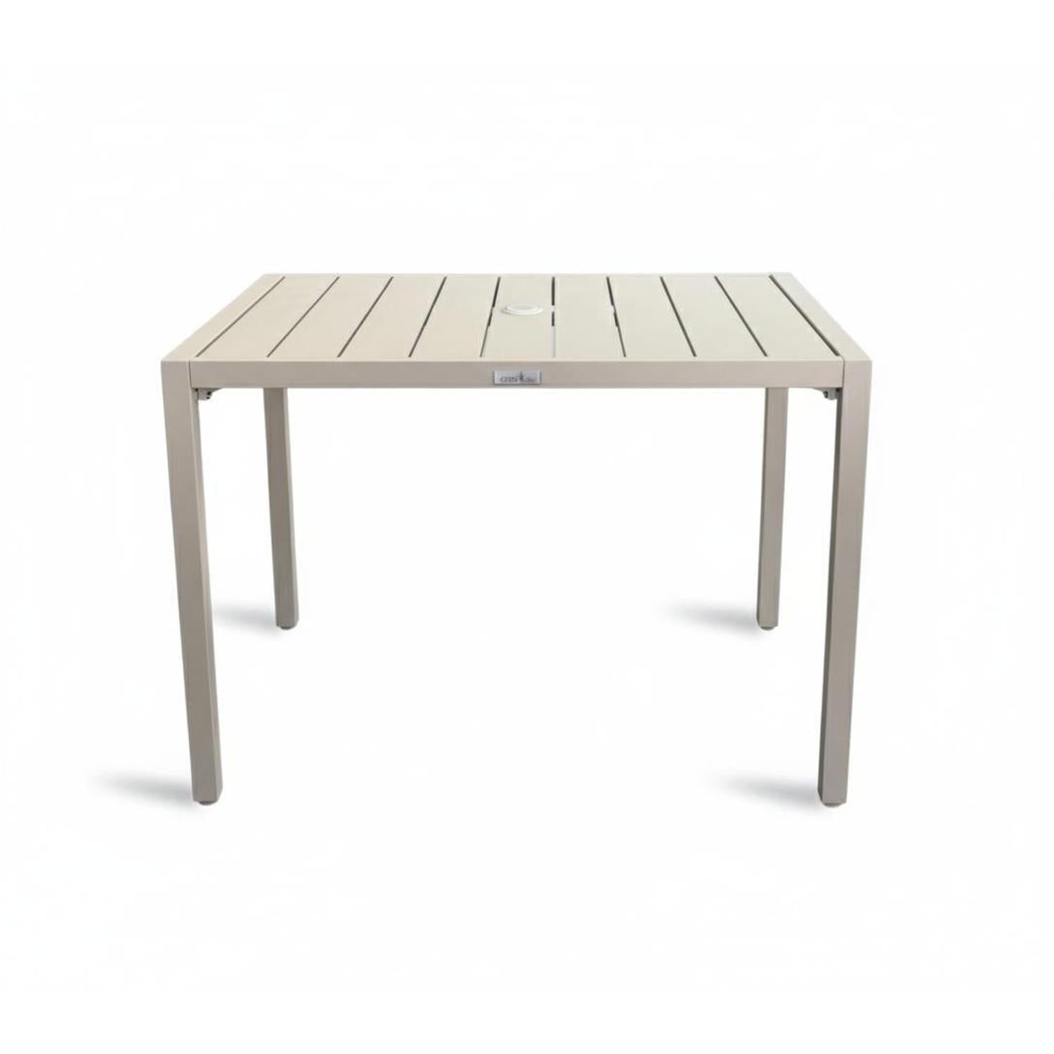 Table patio Ristorante 38" x 27" – Aluminium avec trou parasol, greige - Simple Boutique