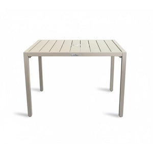 Table patio Ristorante 38" x 27" – Aluminium avec trou parasol, greige - Simple Boutique