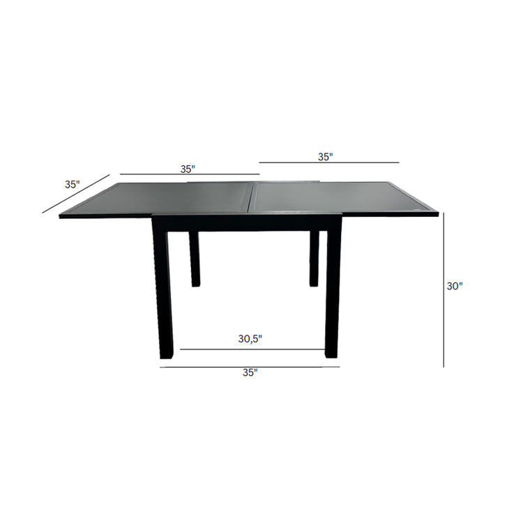 Table patio extensible Emma 35" à 70" – Aluminium noir 4 à 6 places - Simple Boutique