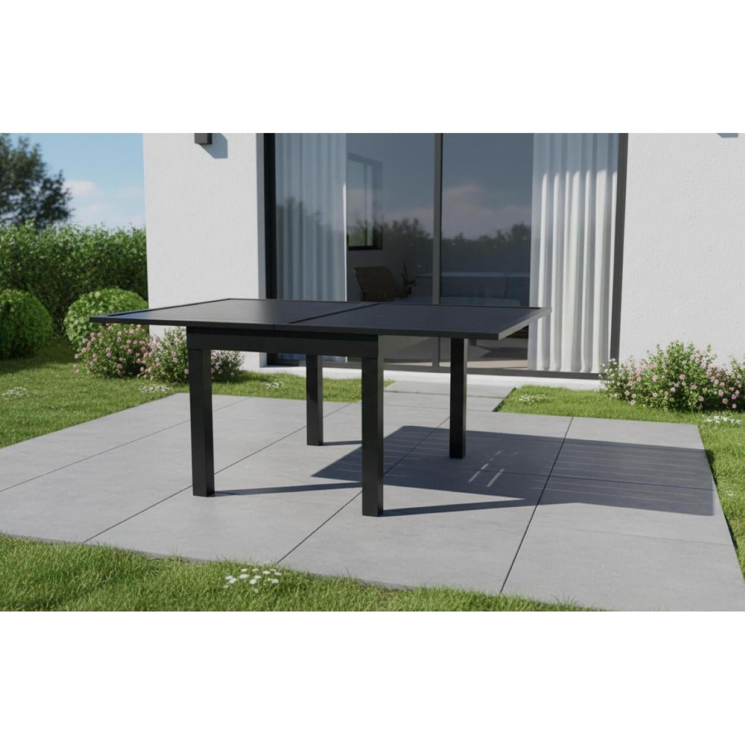 Table patio extensible Emma 35" à 70" – Aluminium noir 4 à 6 places - Simple Boutique