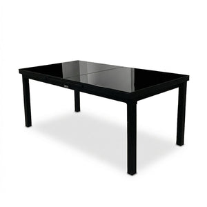 Table patio extensible Jade 71" à 95" – Verre givré haut de gamme, noir - Simple Boutique