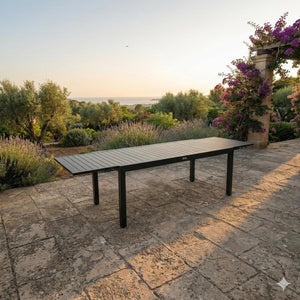 Table patio extensible Ristorante 70" x 106" – Aluminium noir - Simple Boutique