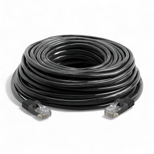 TechCraft Câble Réseau 50 pi Extérieur Ethernet Cat6 (550MHz), Résistant UV et Enterrement Direct, Noir - Simple Boutique