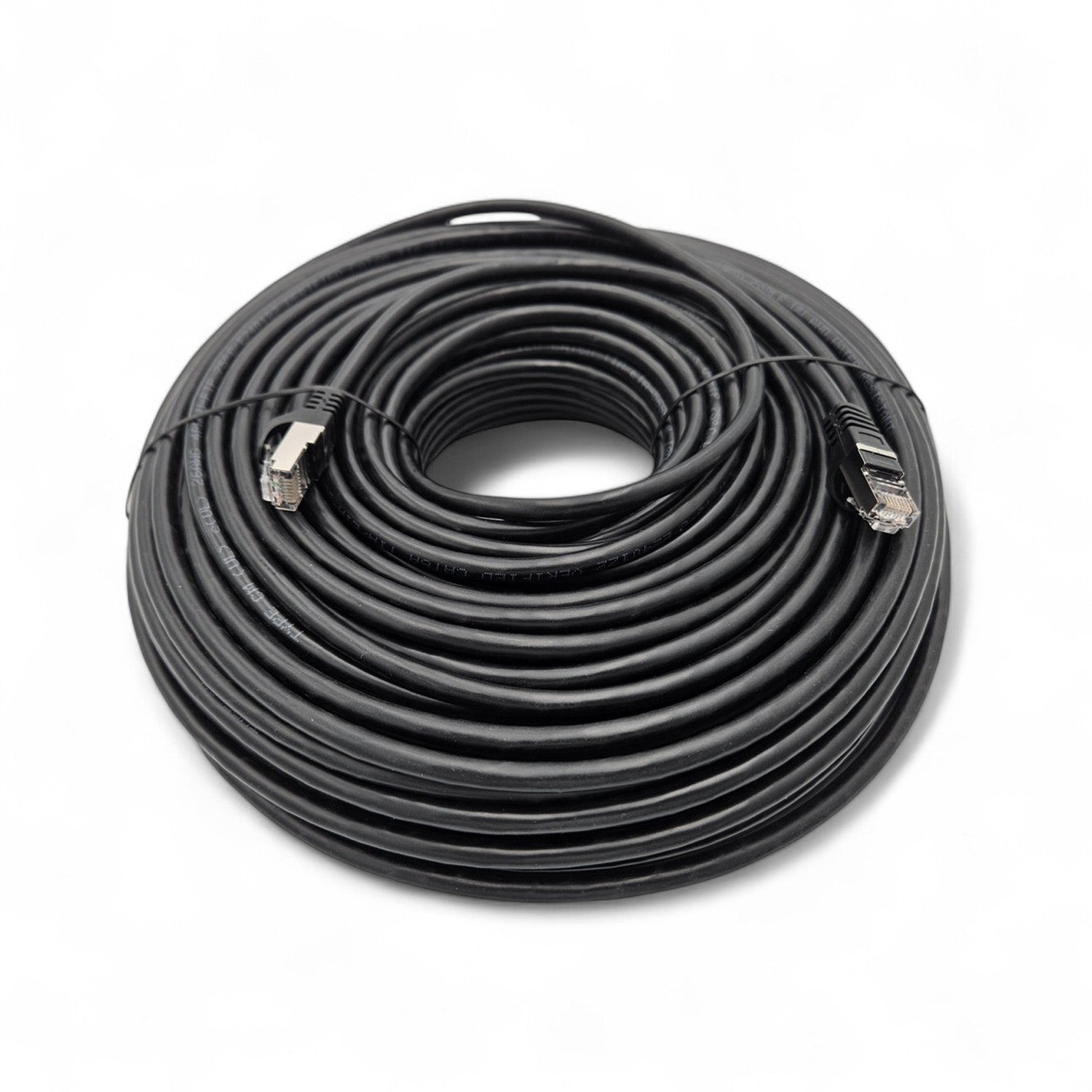TechCraft Câble Réseau 50 pi Extérieur Ethernet Cat7, Blindé, 600MHz, Résistant UV et Enterrement Direct, Noir - Simple Boutique