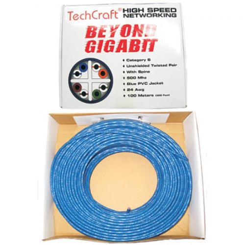 TechCraft Câble Réseau Cat6 UTP FT4/CM cUL Solid Bleu 330' - Simple Boutique