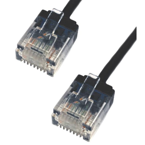 TechCraft Câble Réseau Ethernet CAT6a (10 Gbit/s) UTP Micro Mince de 2 pieds Noir - Simple Boutique