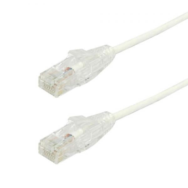 TechCraft Câble Réseau Ethernet CAT6a (10 Gbit/s) UTP Ultra Mince de 8 pieds Blanc - Simple Boutique