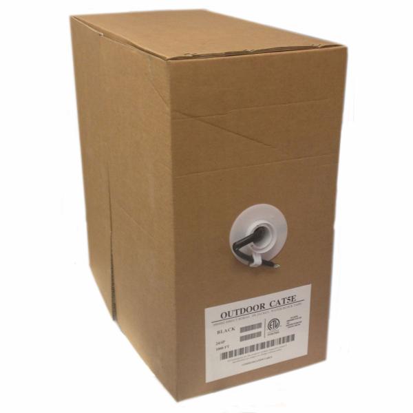 TechCraft Câble Réseau Extérieur Cat5e UTP Solide 350 MHz, CMX, Enfouissement Direct, Noir, Bobine de 1000 pieds - Simple Boutique