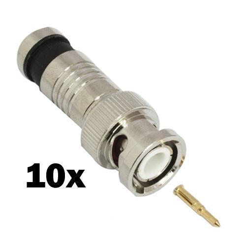 TechCraft Connecteurs À Compression Type BNC Câble Coaxial RG6 Noir 10Pk - Simple Boutique