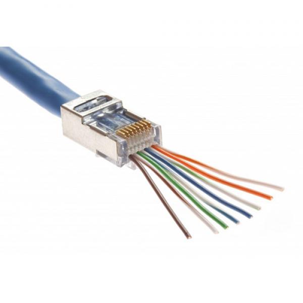 TechCraft Connecteurs RJ45 Cat5e Traversants (Pass-Through) Blindés, Paquet de 10 - Simple Boutique
