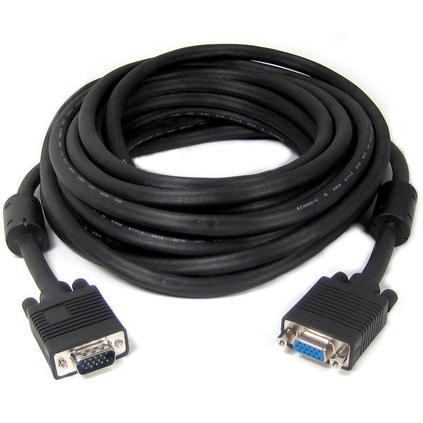 TechCraft Extension Câble VGA à VGA de 25 pieds Noir M/F avec Ferrites - Haute Qualité - Simple Boutique