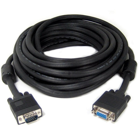 TechCraft Extension Câble VGA à VGA de 25 pieds Noir M/F avec Ferrites - Haute Qualité