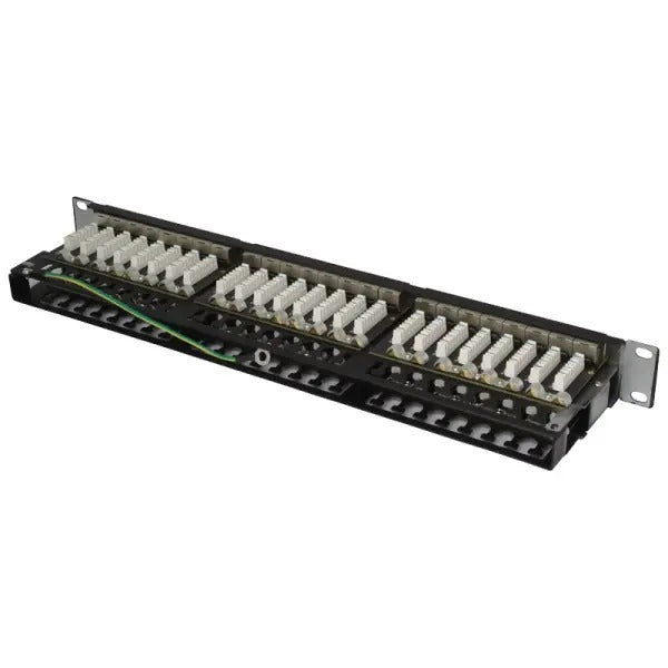TechCraft Patch Panel blindé Cat6a haute densité 48 ports noir 19" 1U, Type 110 T568A ou T568B - Simple Boutique