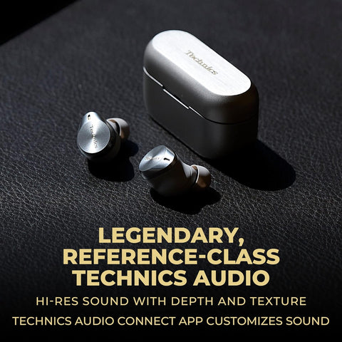 Technic - Écouteurs Intra-Auriculaires Sans-Fil, Hi-Res Audio, Supression du Bruit, Microphone et Boitier de Recharge, Argenté
