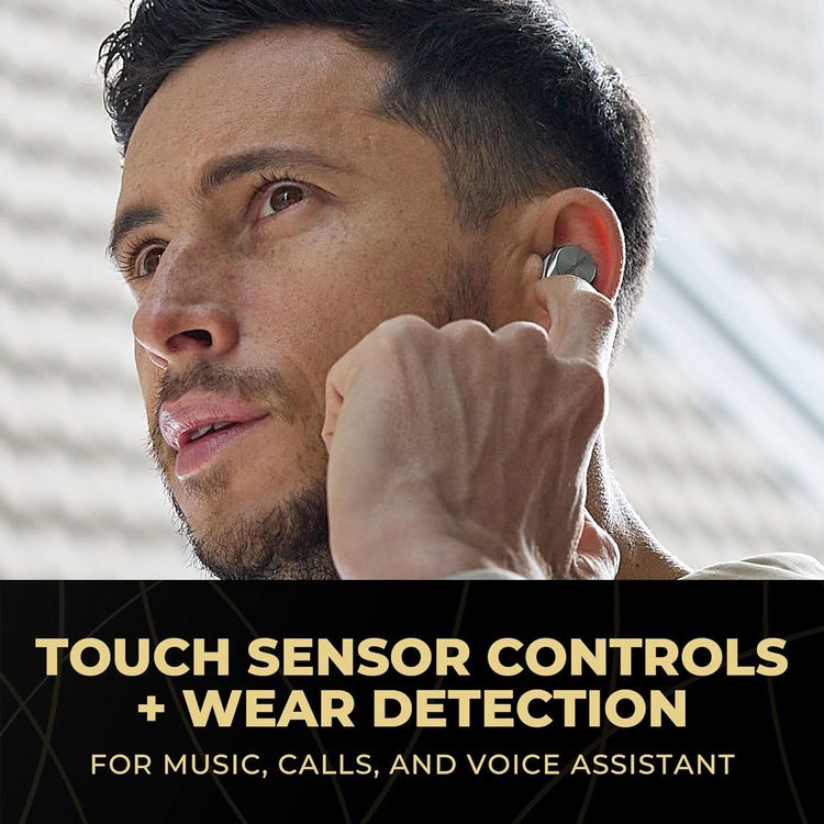 Technic - Écouteurs Intra-Auriculaires Sans-Fil, Hi-Res Audio, Supression du Bruit, Microphone et Boitier de Recharge, Argenté - Simple Boutique