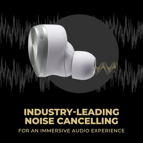 Technic - Écouteurs Intra-Auriculaires Sans-Fil, Hi-Res Audio, Supression du Bruit, Microphone et Boitier de Recharge, Argenté