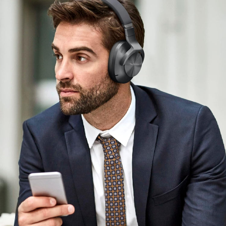 Technics - Écouteurs Bluetooth Sans-Fil avec Réduction du Bruit, Hi-Res, Télécommande et Microphone Intégrés, Noir - Simple Boutique