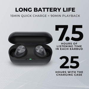Technics - Écouteurs Intra-Auriculaires Sans-Fil Bluetooth avec Microphone et Boitier de Recharge, Noir - Simple Boutique