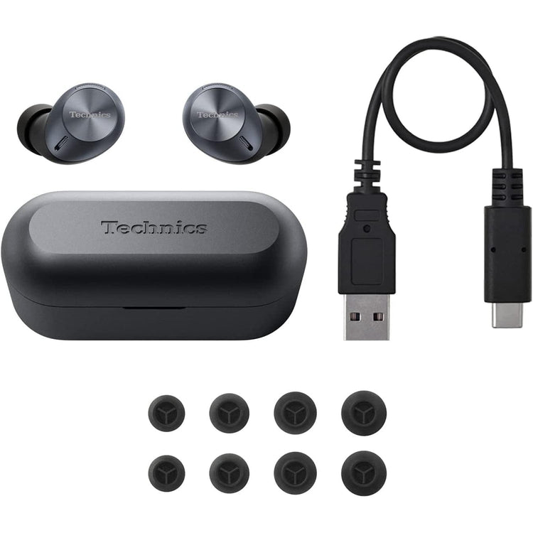 Technics - Écouteurs Intra-Auriculaires Sans-Fil Bluetooth avec Microphone et Boitier de Recharge, Noir - Simple Boutique