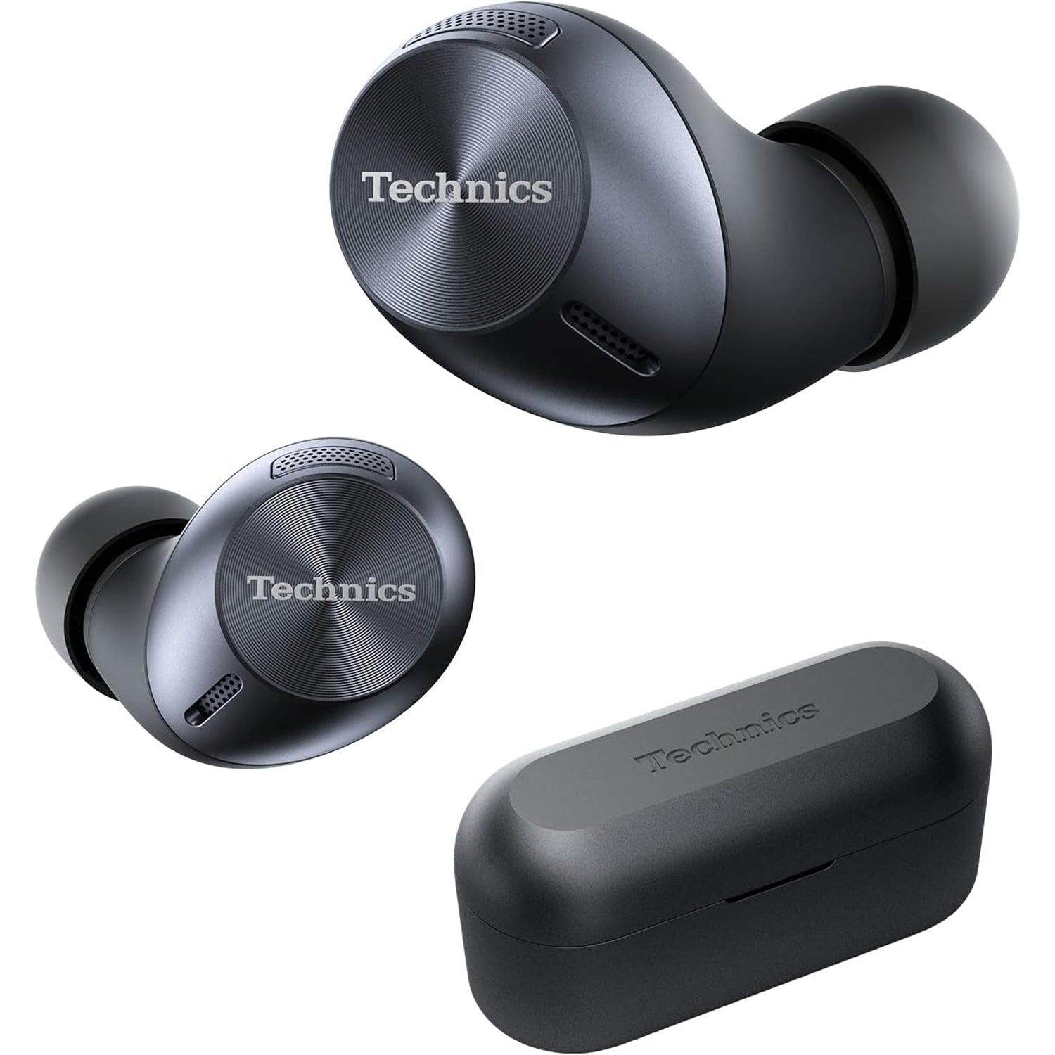 Technics - Écouteurs Intra-Auriculaires Sans-Fil Bluetooth avec Microphone et Boitier de Recharge, Noir - Simple Boutique