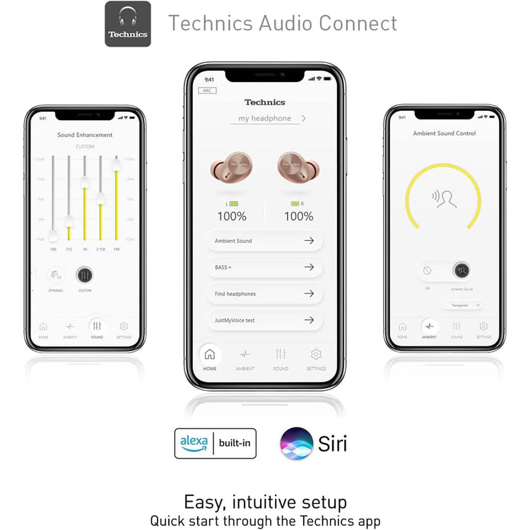 Technics - Écouteurs Intra-Auriculaires Sans-Fil Bluetooth avec Microphone et Boitier de Recharge, Rose - Simple Boutique