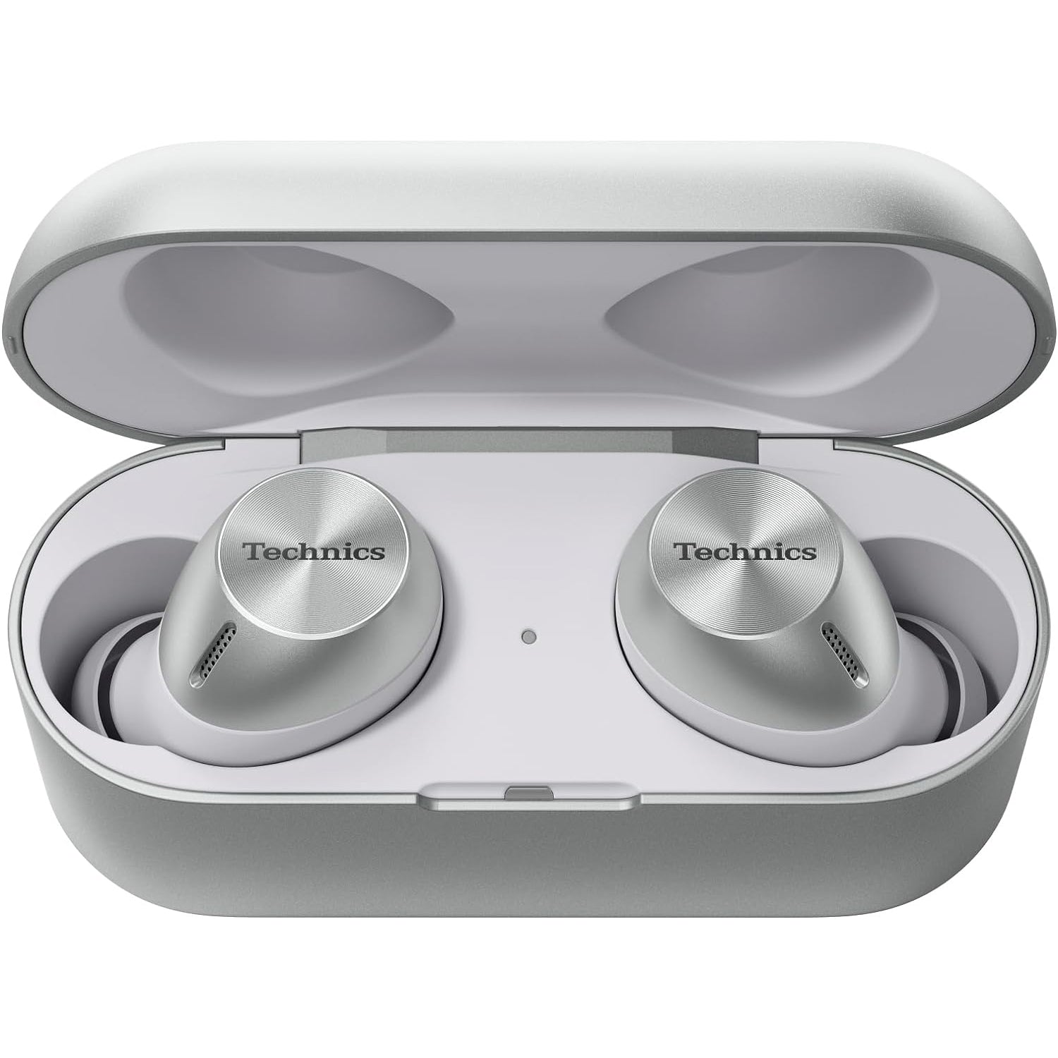 Technics - Écouteurs Intra-Auriculaires Sans-Fil Bluetooth avec Suppression du Bruit, Microphone et Boitier de Recharge, Argenté - Simple Boutique