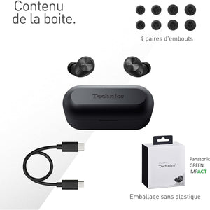 Technics - Écouteurs Intra-Auriculaires Sans-Fil Bluetooth avec Suppression du Bruit, Microphone et Boitier de Recharge, Noir - Simple Boutique