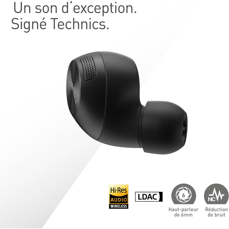 Technics - Écouteurs Intra-Auriculaires Sans-Fil Bluetooth avec Suppression du Bruit, Microphone et Boitier de Recharge, Noir - Simple Boutique
