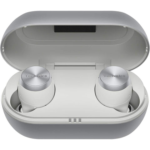 Technics - Écouteurs Intra-Auriculaires Sans-Fil Bluetooth avec Supression du Bruit, Microphone et Boitier de Recharge, Argenté
