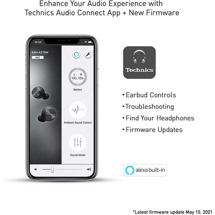 Technics - Écouteurs Intra-Auriculaires Sans-Fil Bluetooth avec Supression du Bruit, Microphone et Boitier de Recharge, Noir - Simple Boutique