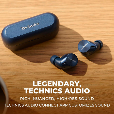 Technics - Écouteurs Intra-Auriculaires avec Supression du Bruit, Microphone et Boitier de Recharge, Bleu