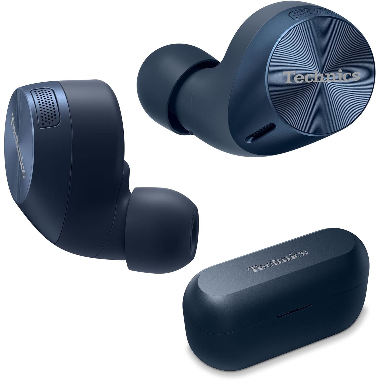 Technics - Écouteurs Intra-Auriculaires avec Supression du Bruit, Microphone et Boitier de Recharge, Bleu - Simple Boutique