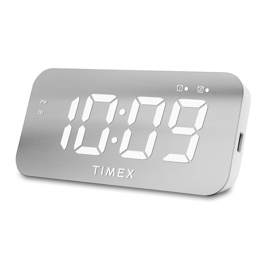 Timex Réveil-Matin avec Grand Affichage LED, Chargement USB et Batterie de Secours, Blanc - T1320 - Simple Boutique