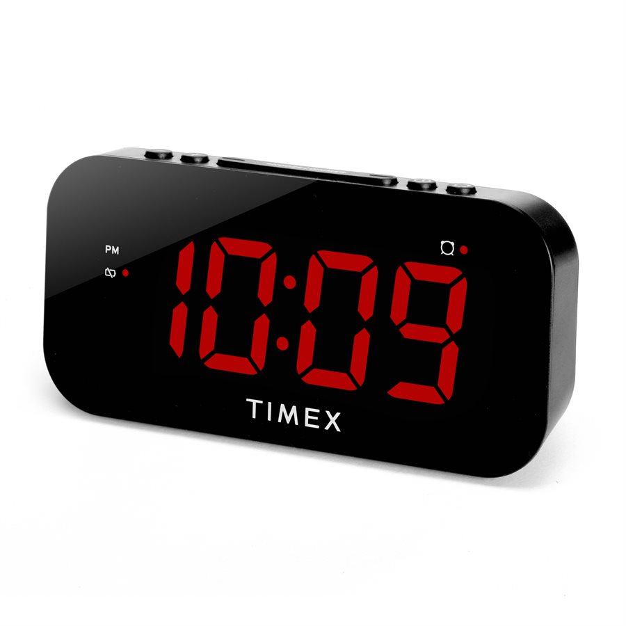 Timex Réveil-Matin avec Grand Affichage LED, Chargement USB et Batterie de Secours, Noir - T1120B - Simple Boutique