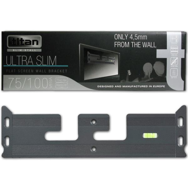 Titan Support Mural Fixe Ultra-Mince pour Téléviseur jusqu'à 26 po, jusqu'à 15 kg, Noir - 30038 - Simple Boutique